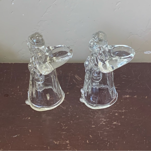 Set of Clear Glass Christmas Santa Claus Votive Candle Holders Statues 7” Decor - Picture 4 of 10
